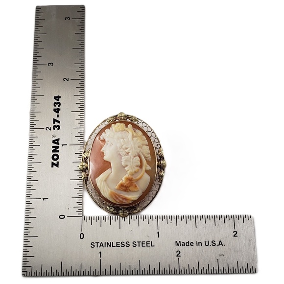 14 Karat Yellow Gold Cameo Brooch/Pendant #20874 - Picture 6 of 6